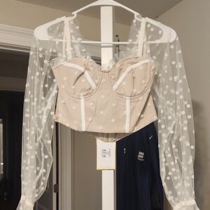 Petal & Pup Cream Polka Dot Crop Top